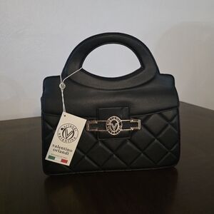 Valentino Orlandi Black Quilted Satchel